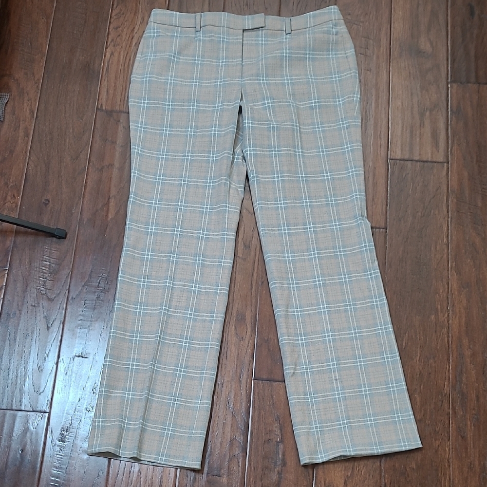 Tommy Hilfiger Tan & Grey Plaid Trousers size 8
